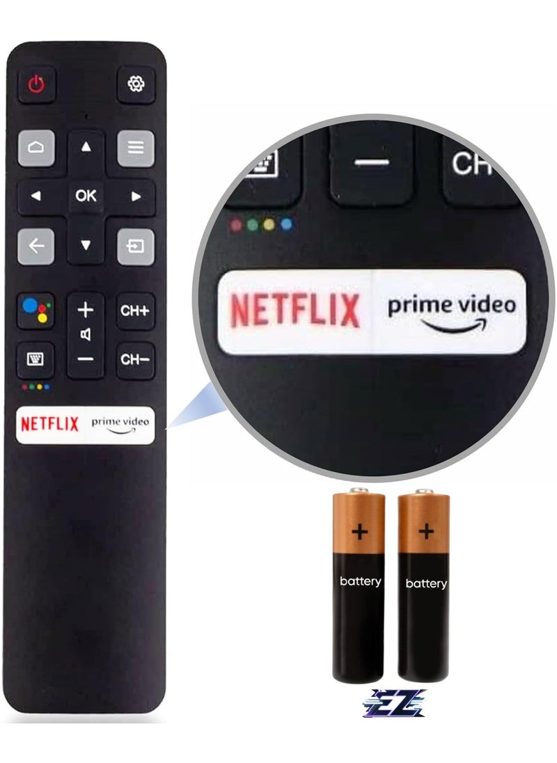 BGM Remote RC802V FNR2 Fit for TCL Android 4K Smart TV 40S334 50S434 55S434 75S434 40S330 70S430 32S334 55S435 50S435 43S434 32S6500A 65P8S 65P8 49S6800FS 32S6500S 32A325 [NO Voice Function] with battery  - Image 1