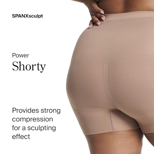 SPANX SPANXsculpt Seamless Power Shorty - For All Hemline Lengths - Lightweight Core Control Shapewear - Dig-Free Waistband - Cafe Au Lait - Medium - Image 2