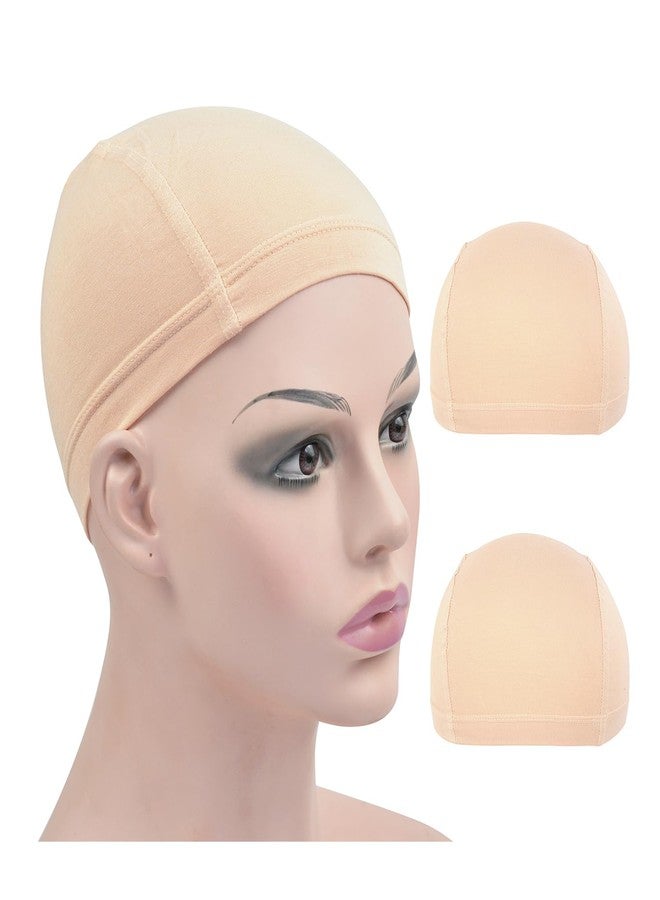 YTBYT 2 Pcs Wig Caps Bamboo Fiber Wig Cap Elastic Breathable Wigs Grip Cap Wig Liner Cap (Beige) - Image 1