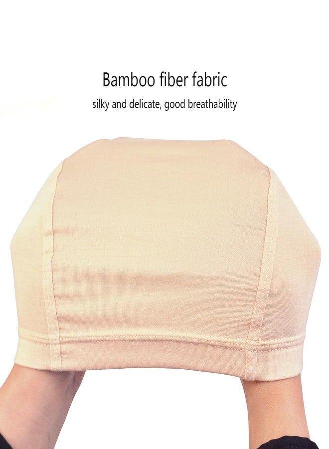 YTBYT 2 Pcs Wig Caps Bamboo Fiber Wig Cap Elastic Breathable Wigs Grip Cap Wig Liner Cap (Beige) - Image 3