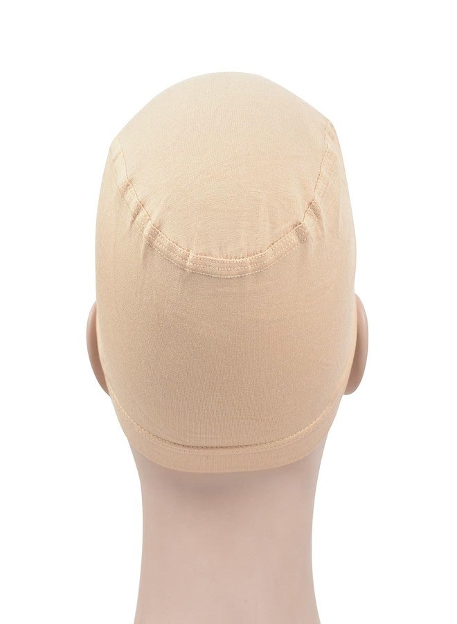 YTBYT 2 Pcs Wig Caps Bamboo Fiber Wig Cap Elastic Breathable Wigs Grip Cap Wig Liner Cap (Beige) - Image 5