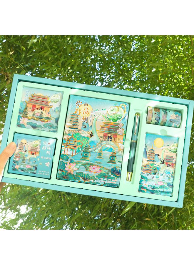 Bluejw City Tourist Attractions Landmark Guofeng Handbook Suit Stationery Gift Box Hangzhou Shanghai Xi 'an Beijing Diaries - Image 4