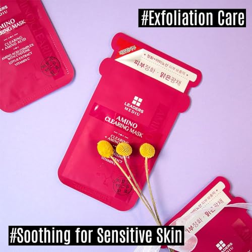 Leaders Insolution Leaders Mediu Amino ACFREE Acne Control Facial Sheet Mask AHAs BHAs Salicylic Acid Snail Secretion Chamomile For Oily AcneProne Skin Reduces Blemishes 10 Sheets - Image 5