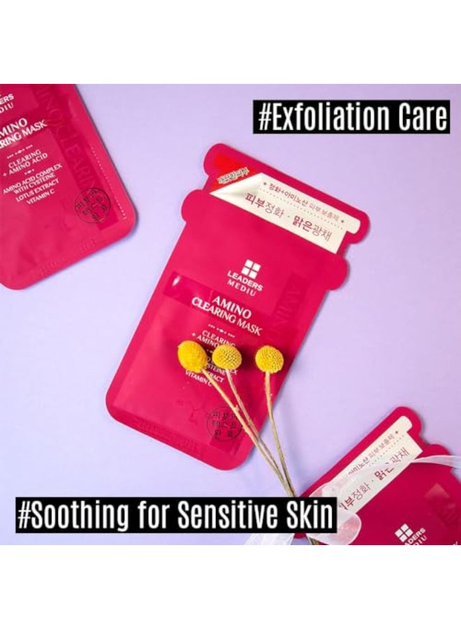Leaders Insolution Leaders Mediu Amino ACFREE Acne Control Facial Sheet Mask AHAs BHAs Salicylic Acid Snail Secretion Chamomile For Oily AcneProne Skin Reduces Blemishes 10 Sheets - Image 4