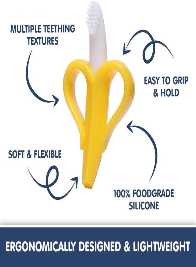 ROFORUF Silicone Banana Teether for Babies | Infant Training Toothbrush with Soft Bristles | BPA-Free Food-Grade Teething Toy for 6+ Months | Easy Grip & Gum Soothing Teether - Image 4