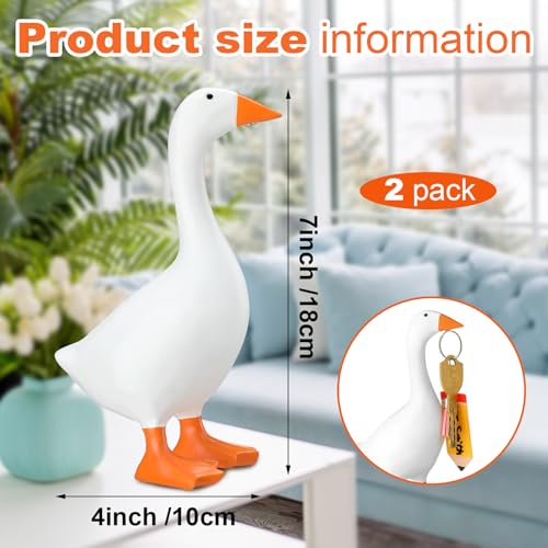 Vercraft 2 Pack Magnetic Desk Goose Key Holder Cute Resin Goose Statue Kawaii Room Office Table Desktop Decor Aesthetic Funny Key Hanging Holder for Home and New Apartment Unique Housewarming Gifts - Image 3