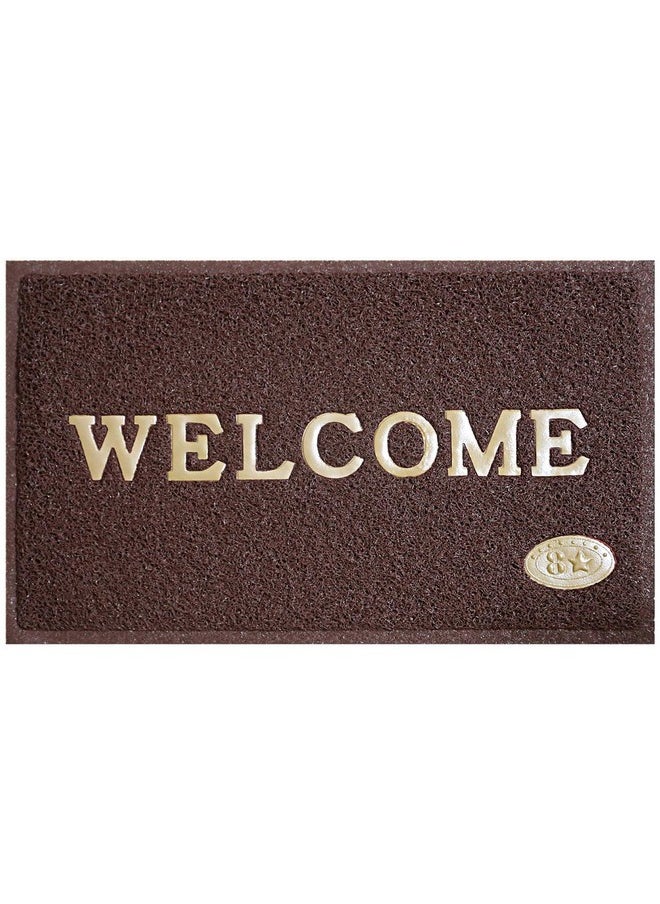 Kuber Industries - Kuber Industries Printed Welcome Door Mat|Strong PVC Material & Solid Print|Anti Skid & Water Proof|Size 58 X 38 (Brown), Large Rectangle - Image 1