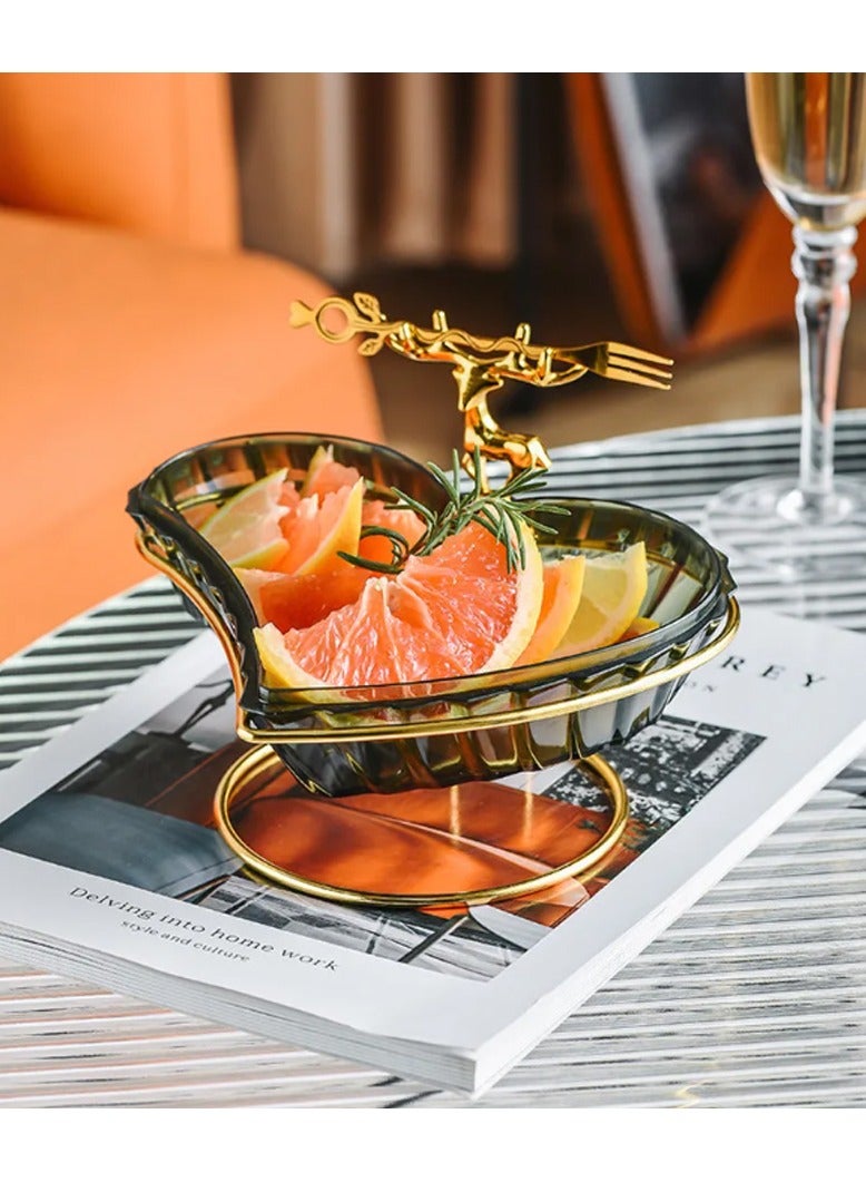 DubaiGallery Heart-Shaped Cookie & Nut Serving Plate with Gold Metal Base, for Fruit & Snack,Candy Plate Dish, Food Tray Container for Table Decor, Home Decor - Image 1