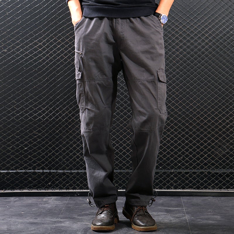 Workwear trousers mens loose camouflage mens plus fat plus size fat fashion casual youth casual pants wholesale Black - Image 2