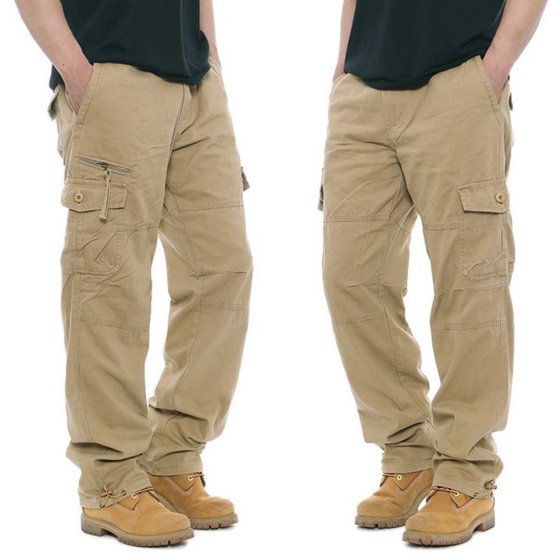 Workwear trousers mens loose camouflage mens plus fat plus size fat fashion casual youth casual pants wholesale Black - Image 3