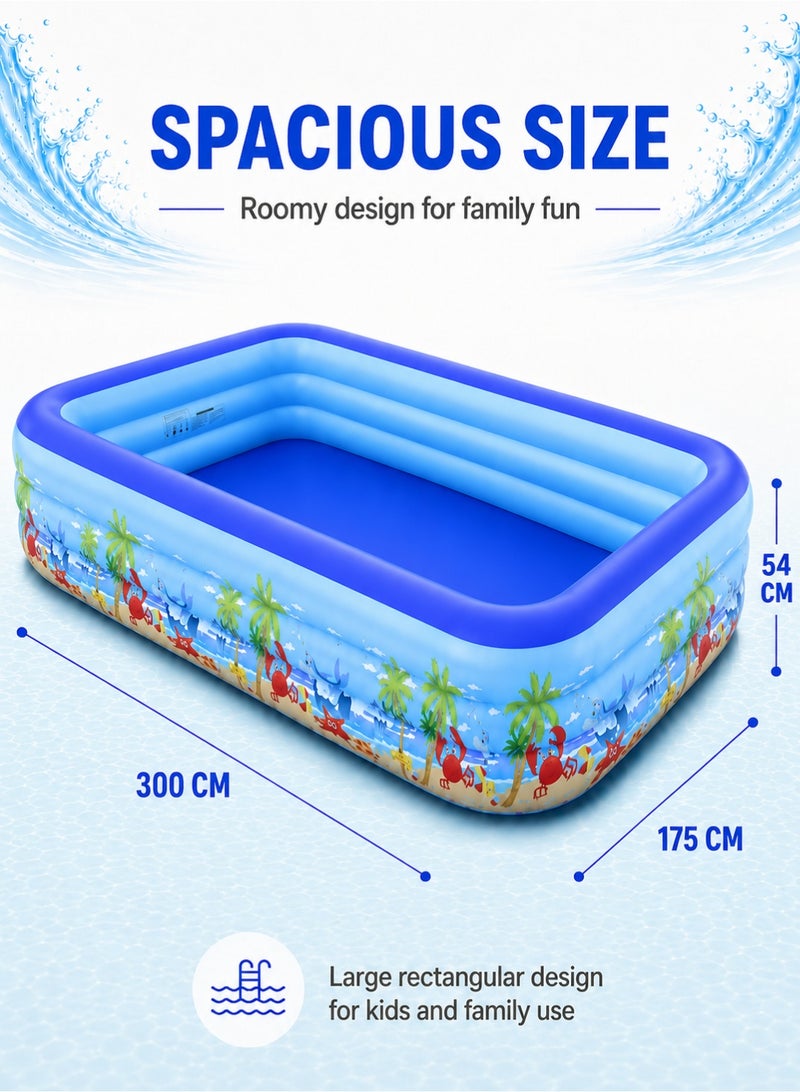 RAKAY Upgraded Version Inflatable Pool, 300×172×54cm. Indoor Ball Pit and Sand Pit, 3 Air Chambers, Multi-Purpose Home Design, PVC Material with 0.5mm Wall Thickness, Thicker and More Durable - Image 2