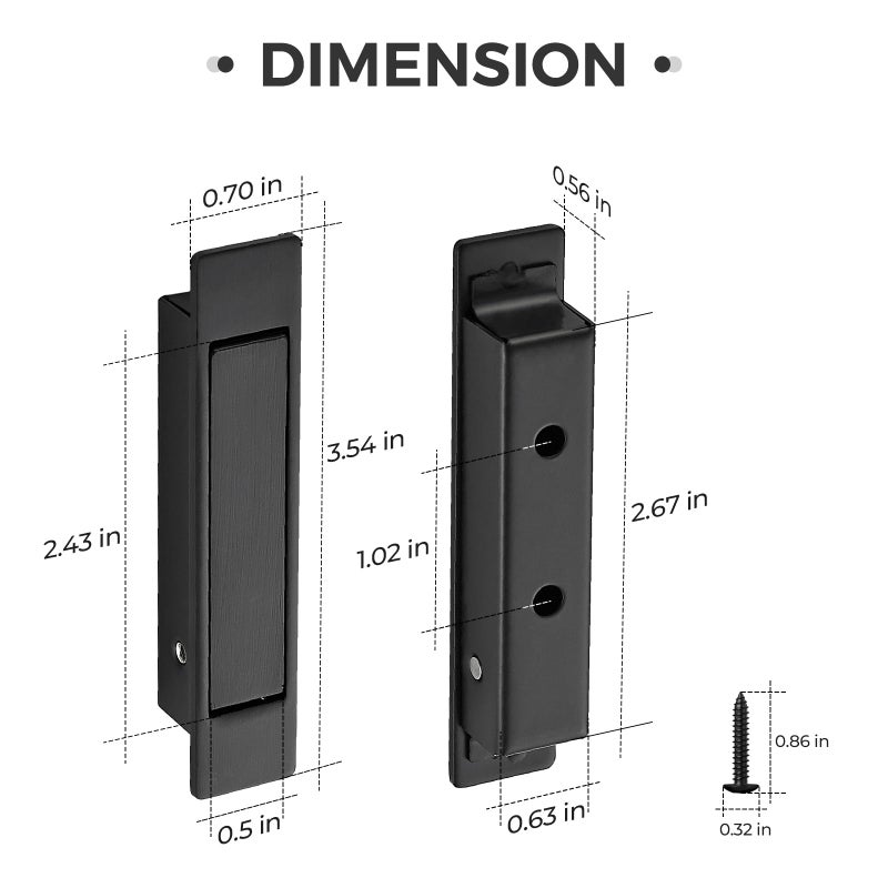 JOY DECOR Pocket Door Pull Handle, Edge Pull, Matte Black Flush Mount for Sliding Doors (1 Pack) - Image 4