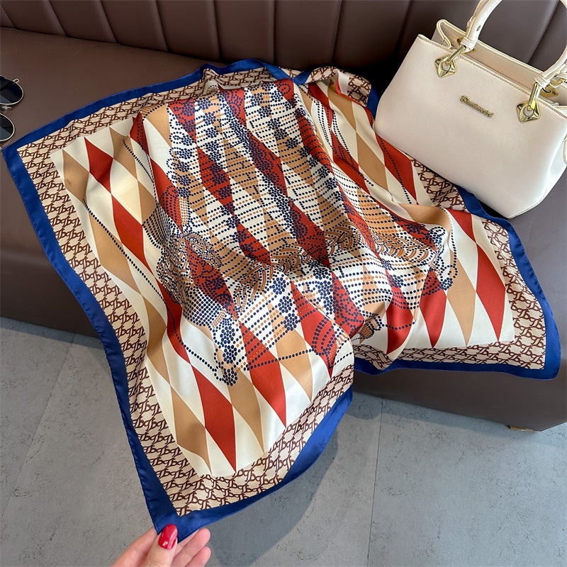 Spring and Summer Cartoon Cute Silk Scarf Small Square Silk 70cm Scarf Women's Korean Style Cat Hair Belt Decorative Headscarf  - Image 1