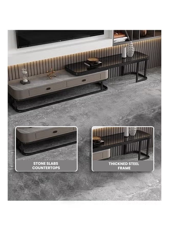 NKX Modern Living room New Walnut color Luxury TV cabinet With Four Drawers Combination light Luxury simple rock  Grey - Image 2