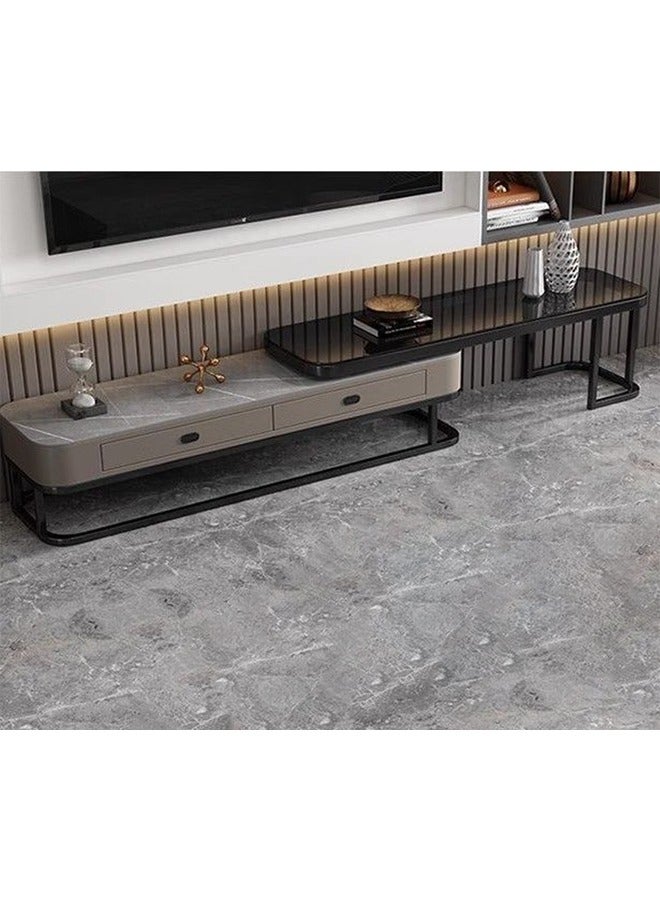 NKX Modern Living room New Walnut color Luxury TV cabinet With Four Drawers Combination light Luxury simple rock  Grey - Image 3
