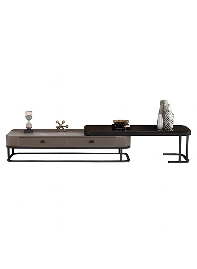 NKX Modern Living room New Walnut color Luxury TV cabinet With Four Drawers Combination light Luxury simple rock  Grey - Image 4