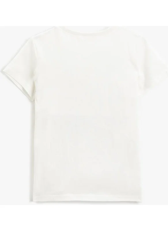 كوتون White Printed T-Shirt