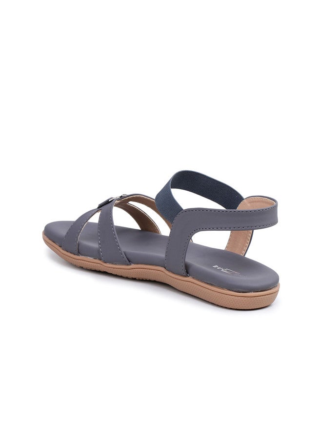 She Zone صنادل مفتوحة من الأمام باللون الرمادي للنساء - Image 3