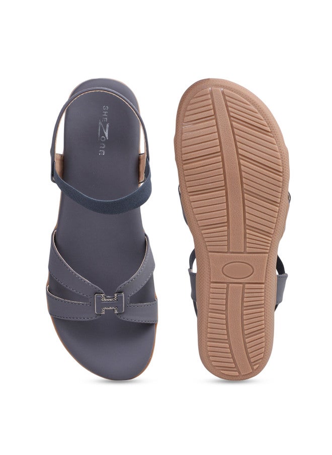 She Zone صنادل مفتوحة من الأمام باللون الرمادي للنساء - Image 5