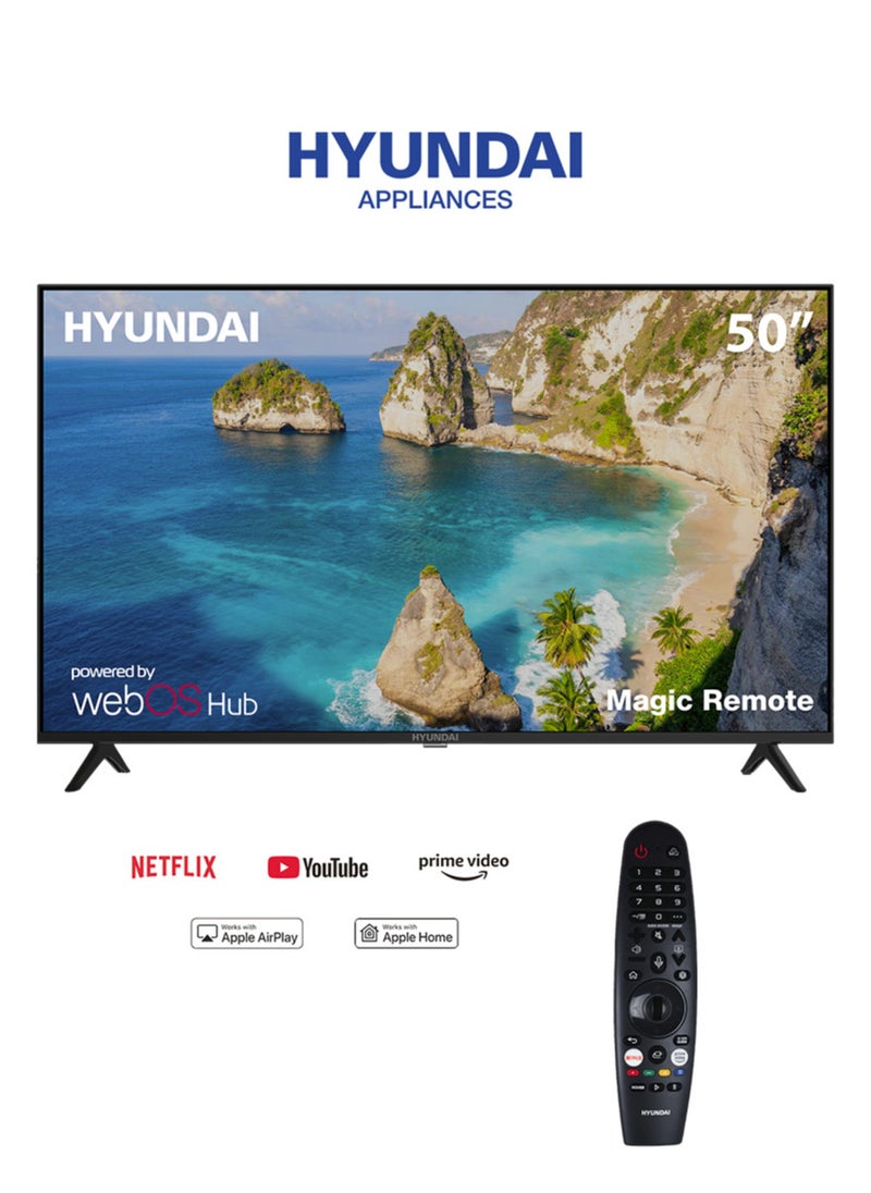 HYUNDAI - Hyundai 50 Inch 4K UHD Smart LED TV with Built in Receiver - L50HYNDA650, With Magic Remote - Image 1