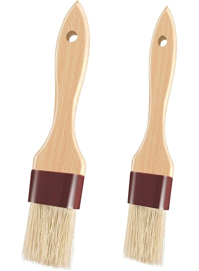 S-TOP Pastry Brush, Baking Basting Brush Beech Hardwood Handles Culinary Oil Brush for Barbecue Butter Grill BBQ Sauce Baster Marinade Kitchen Food Cooking Brushes One Big and One Small (2 Pcs) - Image 1