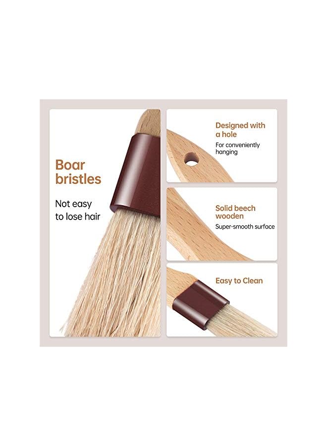 S-TOP Pastry Brush, Baking Basting Brush Beech Hardwood Handles Culinary Oil Brush for Barbecue Butter Grill BBQ Sauce Baster Marinade Kitchen Food Cooking Brushes One Big and One Small (2 Pcs) - Image 3