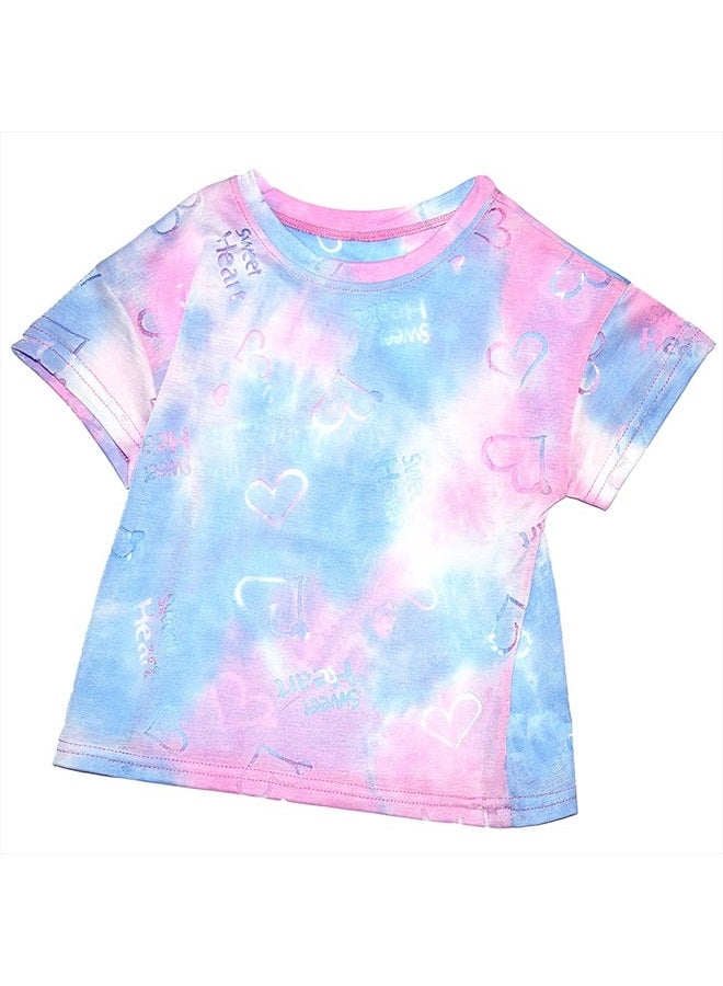 Peacolate 2-8T Girl Shorts Set 2Pc Casual Outfit Denim Overall T-Shirt(Heart,8T) - Image 2