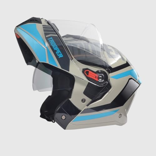 Studds Trooper Dv D1 Isi and Dot Certified Matt Finish Flip-Up Full Face Motorcycling Helmet for Men and Women with Inner Sun Visor(Matt Grey N1 M) - Image 1