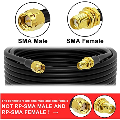 YOTENKO SMA Antenna Extension Cable - 20 Meters(65.6FT), RG58 Coaxial Cable SMA Male to SMA Female RF Low-Loss Coax for 3G 4G LTE Router ADS-B SDR USB Dongle Receiver Antenna Extension Wire - Image 5