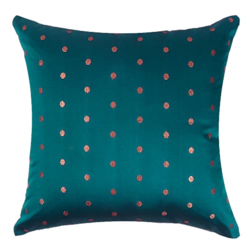 Oussum Art Silk Pillow Cover Cushion Cover Sofa Waist Throw Pillow Case Home Decor Set of 2 (12 x 12, Blue Coral) - Image 2