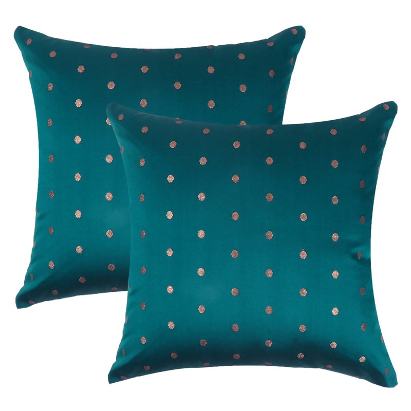 Oussum Art Silk Pillow Cover Cushion Cover Sofa Waist Throw Pillow Case Home Decor Set of 2 (12 x 12, Blue Coral) - Image 5