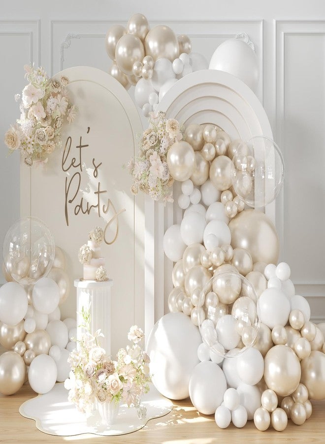 LANGASQUE Pearl White Balloon Arch Kit 101Pcs Double Stuffed Pearl Balloons Garland Arch Kit Including Pearl White Clear Balloons for Wedding Bridal Shower Engagement Baby Shower Birthday Party Decorations - Image 1