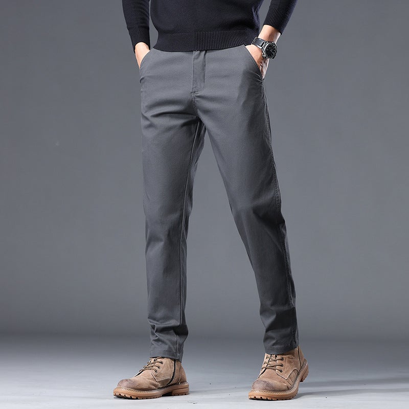 6065 تجارة خارجية بنطلون كاجوال للرجال ربيع جديد عمل قطن مستقيم ضيق يناسب جميع الأزياء بنطلونات بسيطة للرجال - Image 1