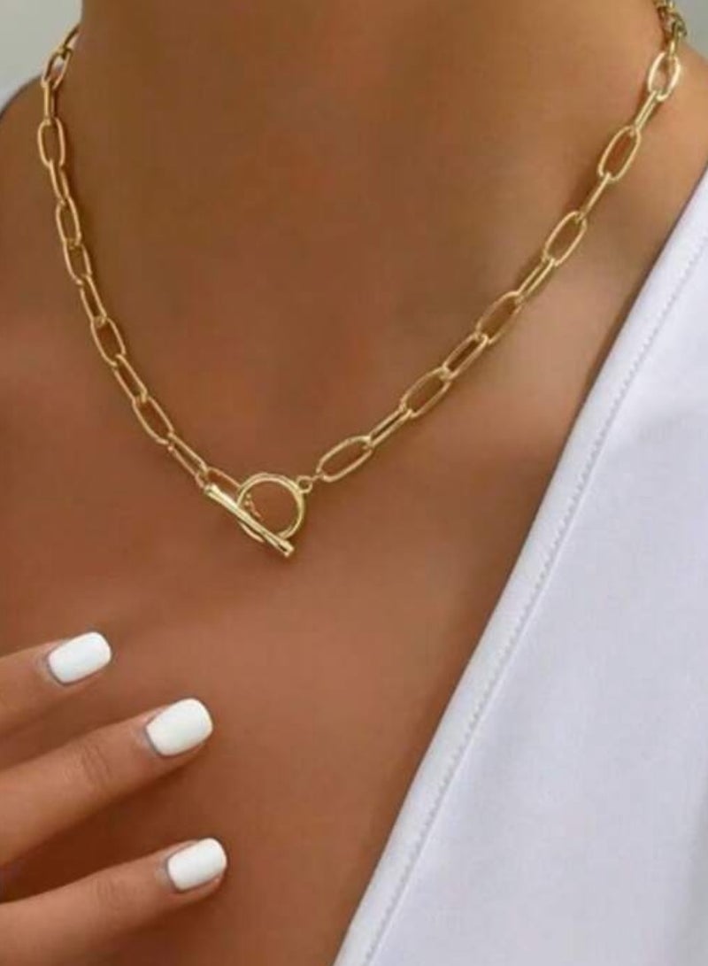 إيكوال سلسال نسائي أنيق مصنوع من الاستانلس ستيل مطلي باللون الذهبي - Image 1