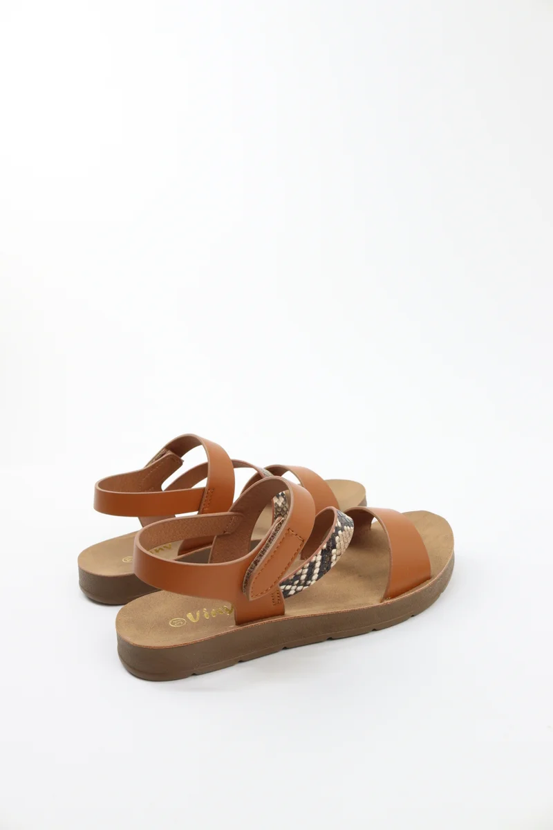 Viny TAN Viny Girls' Comfort Ankle Strap Sandals for Women | Best Price UAE