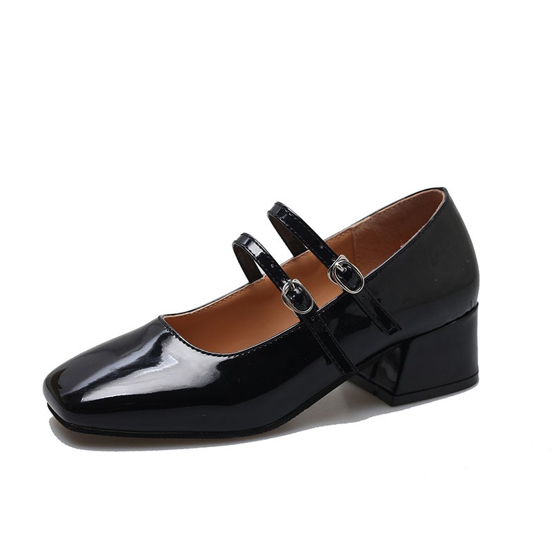 Square Toe Mary Jane Pumps Spring Autumn 2024 Black 