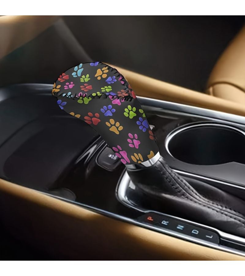 2pcs Colourful Heart Dog Paw Car Accessory Set Polyester Gear Shift Knob And Handbrake Cover Cute Gift For Women - Image 4