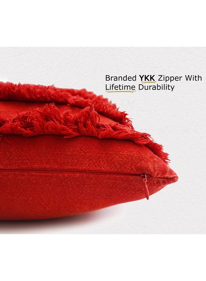 mosey mosey Red Cushion Cover 20x20 inch | Set of 2 | Red Cushion Covers 20 inch x 20 inch | Throw Pillow Cover for Decoration Gift Decor  - Image 3