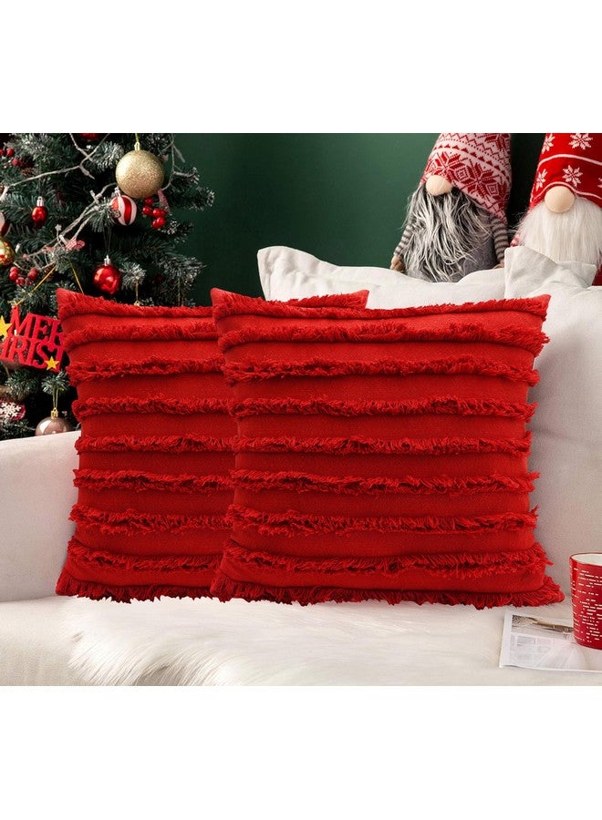 mosey mosey Red Cushion Cover 20x20 inch | Set of 2 | Red Cushion Covers 20 inch x 20 inch | Throw Pillow Cover for Decoration Gift Decor  - Image 1
