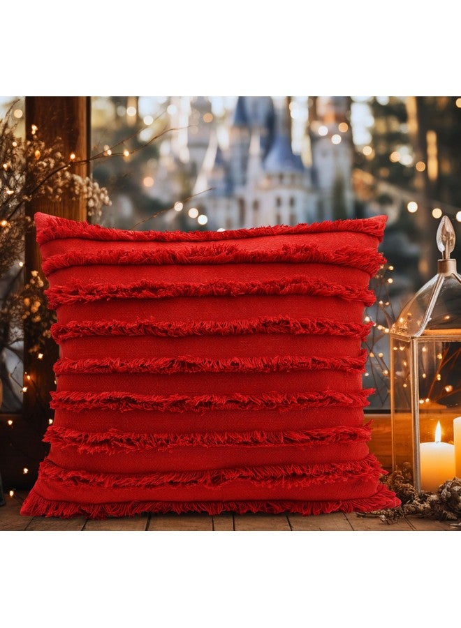 mosey mosey Red Cushion Cover 20x20 inch | Set of 2 | Red Cushion Covers 20 inch x 20 inch | Throw Pillow Cover for Decoration Gift Decor  - Image 5