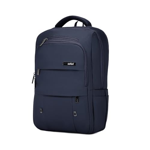 Safari Elite 25L Formal Laptop Backpack Bag for Men & Women, Ideal for Office Use/School/College Boys and Girls, 2 Compartment Compact Backpack with PU Fabric, Trolley Sleeve & Organizer, Color Navy - Image 1