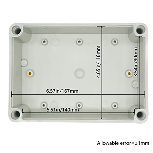 Zulkit Junction Box ABS Plastic Dustproof Waterproof IP67 Junction Boxes Universal Electrical Project Enclosure DIY Electronic Project Box Grey 6.89 x 4.92 x 2.95 inch (175 x 125 x 75 mm) - Image 4