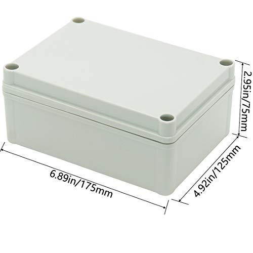 Zulkit Junction Box ABS Plastic Dustproof Waterproof IP67 Junction Boxes Universal Electrical Project Enclosure DIY Electronic Project Box Grey 6.89 x 4.92 x 2.95 inch (175 x 125 x 75 mm) - Image 2