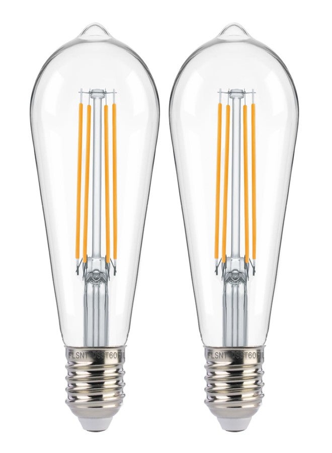 FLSNT Dusk to Dawn Outdoor Sensor ST19 LED Light Bulb, 7W (60W Eqv.), 800LM,Vintage Filament E26 Base, Auto On/Off Photocell Automatic for Energy-Efficient Outdoor Lighting, 2700K Soft White, 2 Pack - Image 1