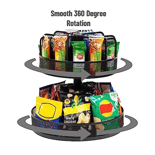 Mind Reader 2-Tier Snack Carousel, Countertop Organizer, Snack Tray, Breakroom, Kitchen, Black - Image 4