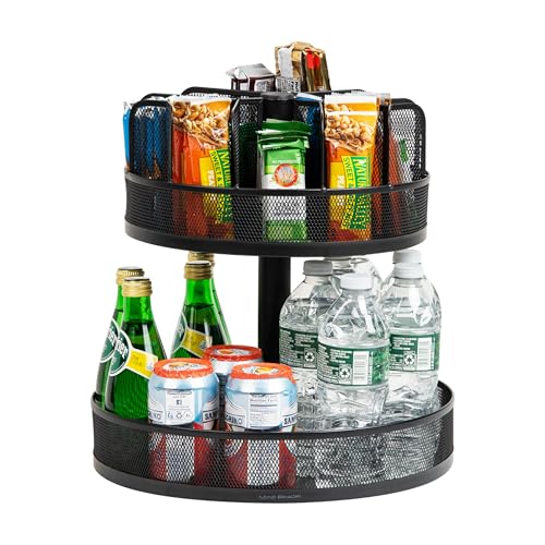 Mind Reader 2-Tier Snack Carousel, Countertop Organizer, Snack Tray, Breakroom, Kitchen, Black - Image 1