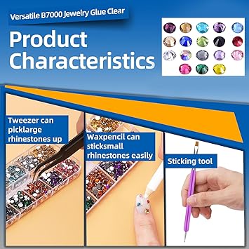 Glarks Rhinestone Gems Kit 7300Pcs 18 Colors Rhinestones with Gems Adhesive Flat Back Gems Crystal Rhinestones with 12pcs Dotting Tools for Craft Jewelry and Nail Art - Image 5