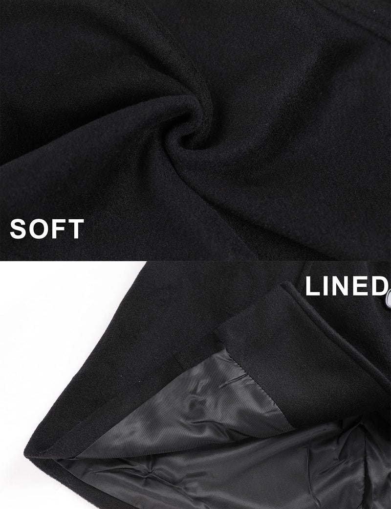 Springrain Womens Pea Coat Elegant Overcoat Single Breasted Winter Coat Dress Coat with Pockets(Black-XXL) - Image 5