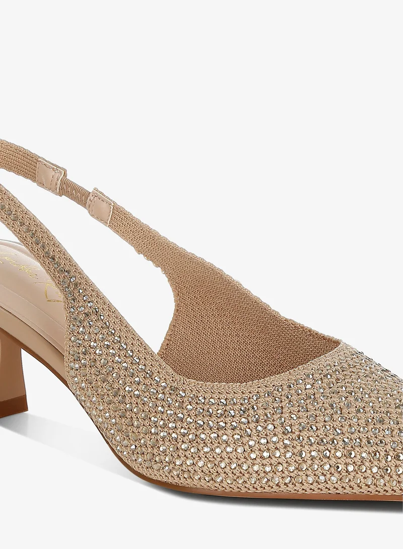 London Rag beige Flyknit Rhinestone Slingback Sandals in Beige for Women | Best Price UAE
