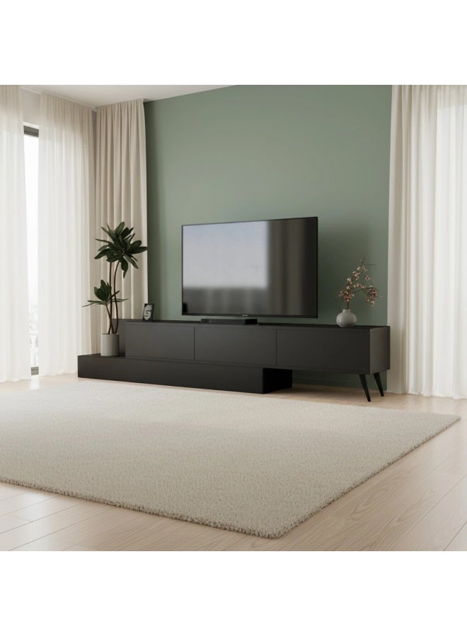 Stylish Home TV table and library, black color - TV55 (40x180x40) - Image 3